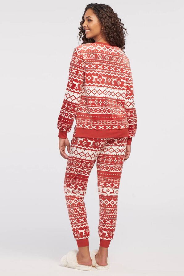 Holiday Sherpa Pajama Set, Red, original image number 1