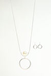 Classic Circle Pendant Necklace Set, Silver, original image number 0