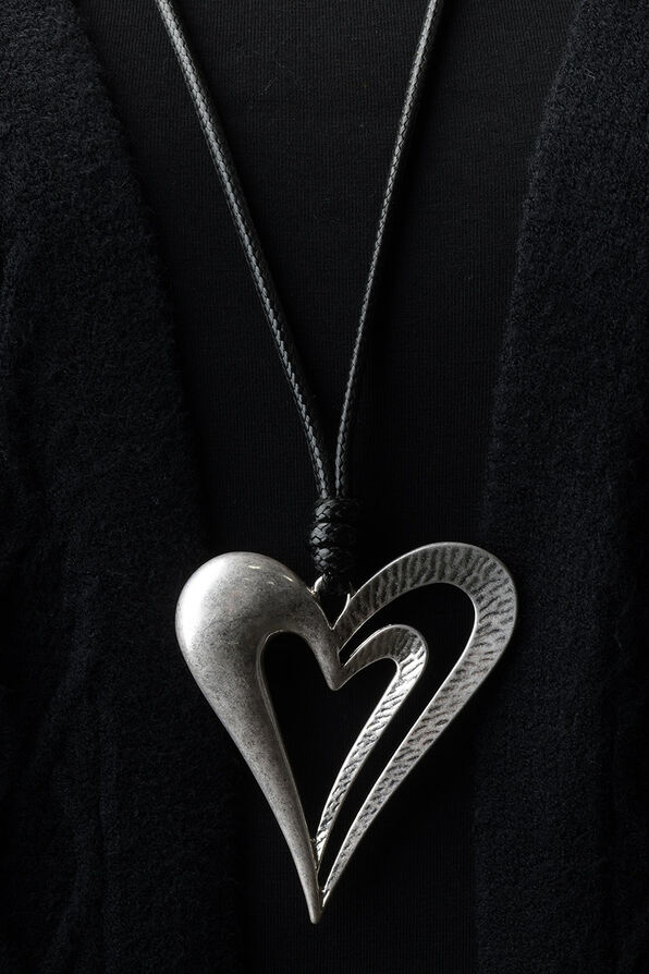 Heart Cut-Out Pendant Set, Silver, original image number 2