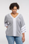 V-Neck Sweater with 3/4 Sleeves, Green, original image number 1