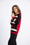 Striped Hotfix Crewneck Sweater , Red, original image number 2
