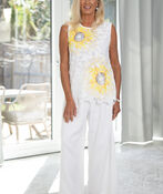 Lace Sunflower Tank Top, Yellow, original image number 1