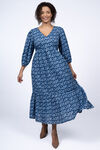 Puff Sleeve Tiered Maxi Dress , Blue, original image number 0