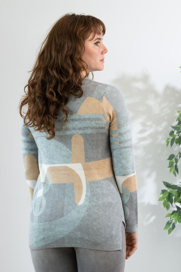 Abstract Pastel Soft Hi-Lo Sweater , Multi, original image number 1