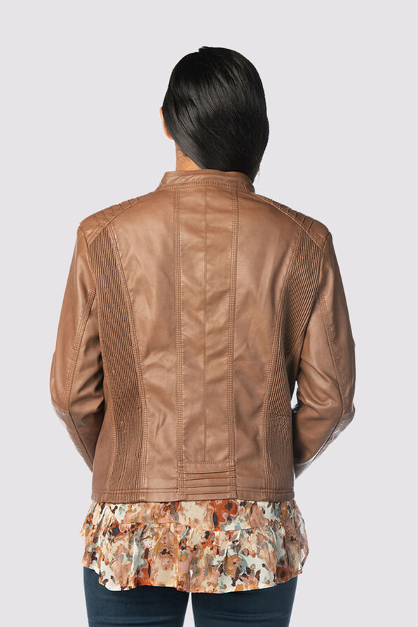 Moto Leather Jacket, Brown, original image number 2