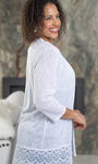 ¾ Sleeve Lace Hem Cardigan, White, original image number 1