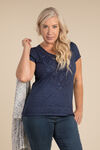 Embroidered Style Top, Navy, original image number 0