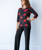 Red Roses And All-Over Floral  Autumn Shirt, Black, original image number 2