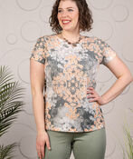 Cap Sleeve Lace Overlay Top, Olive, original image number 0