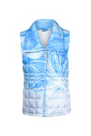 Quilted Puffer Vest with Big Collar, Turquoise, original image number 0