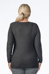 Solid Shoulder-Pad Sweater, Black, original image number 1