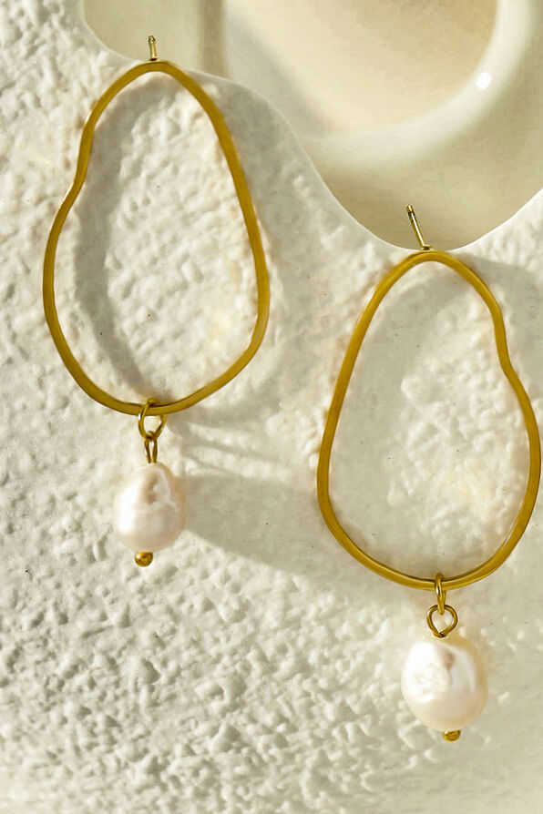 SADIE Natural Freshwater Pearl Earrings, Gold, original image number 1