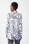 Abstract Print Silky Knit Blazer, White, original image number 3
