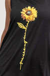 Sunflower Print Hi-Lo Dress, Black, original image number 1