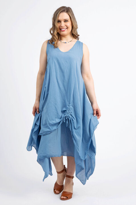 Drawstring Hem Layered Maxi Dress, Blue, original