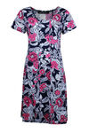Short Sleeve Floral Puff Print Dress, Pink, original image number 0