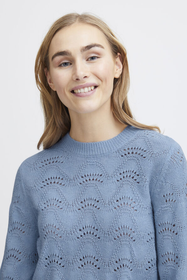 Pointelle Pullover Sweater, Blue, original image number 2