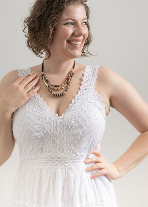 Crochet Eyelet White Dress, White, original