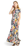 Floral Short Sleeve Maxi Dress, Navy, original image number 0