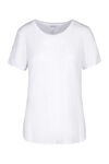 Crew Neck T-Shirt with Hi-Lo Hem, White, original image number 0