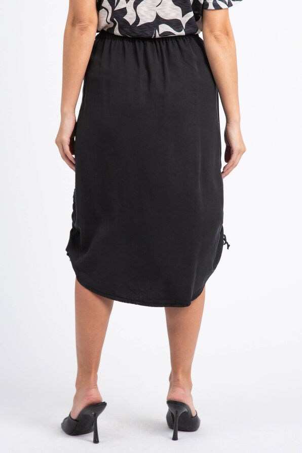 Flowy Drawstring Skirt, Black, original image number 2