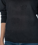 Sparkly Black Hearts Rhinestones Sweater , Black, original image number 2