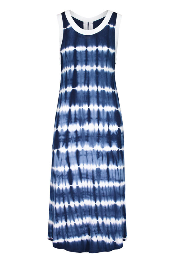 Tribal Sleeveless Tie Dye Maxi Dress , Blue, original image number 1