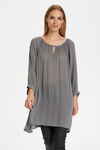 Kaffe Crinkle Tunic with Keyhole and 3/4 Sleeves, Grey, original image number 0