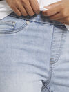 Fray Hem Pull-On Jeans, Blue, original image number 2