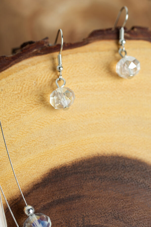 Stone & Bead Layered Necklace Set, White, original image number 3