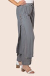 Layered Wide Leg Pant with Button Accent, Grey, original image number 0