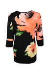 Floral Print 3/4 Sleeve with Banded Cuff and Hem, Black, original image number 1