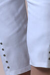 Pull On Capri with Button Detail, White, original image number 1