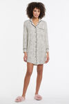 Spotted Nighty PJ Gown Shirt, Black, original image number 0