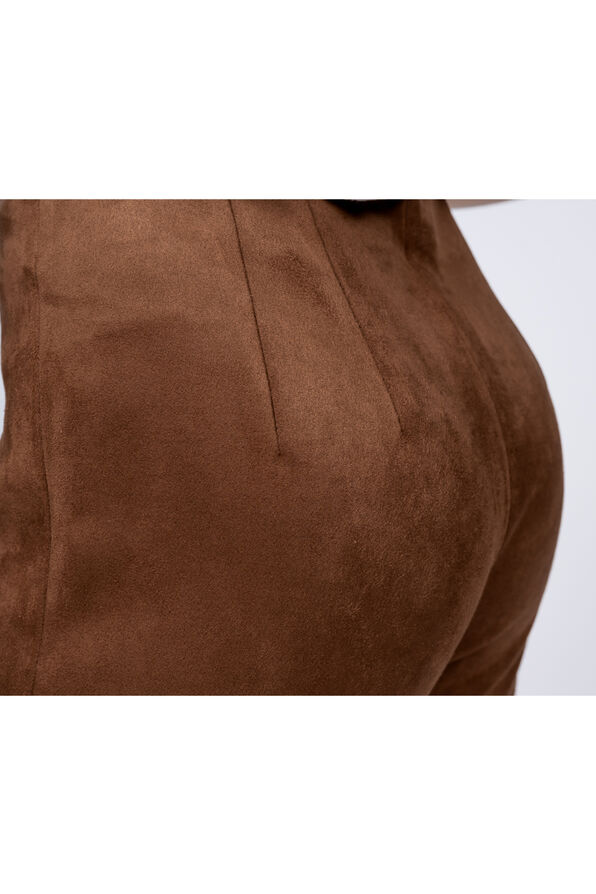 Pull-On Faux Suede Pants, Brown, original image number 2