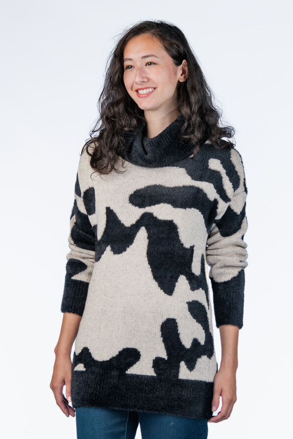 Animal Tunic Sweater, Black, original image number 0