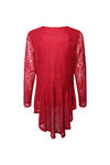 Lace Peplum Long Sleeve Top, Red, original image number 1