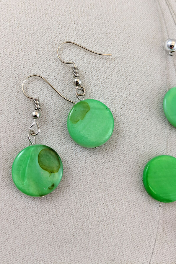 Candied Necklace and Earring Set, Green, original image number 1