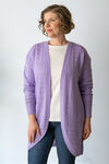 Longline Knit Lightweight Autumn Cardigan, Purple, original image number 0