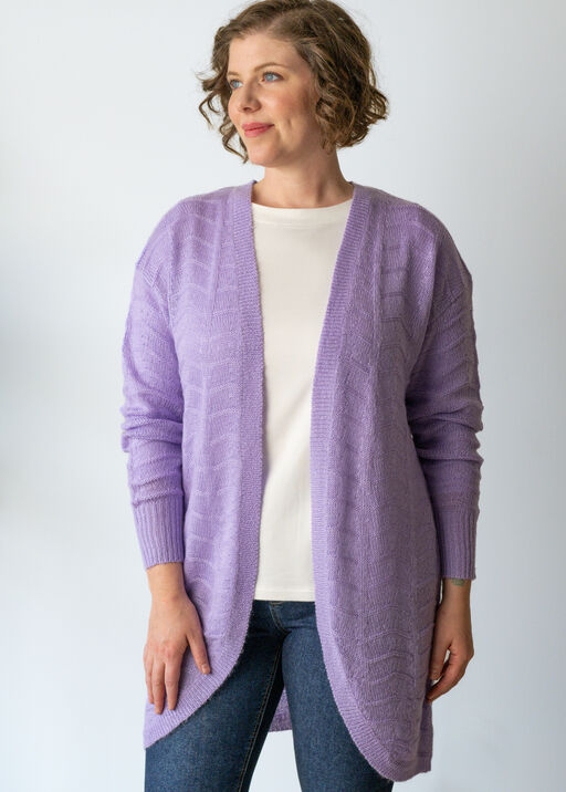 Longline Knit Lightweight Autumn Cardigan, Purple, original