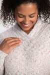 Long Sleeve V-Neck Sweater , Beige, original image number 2