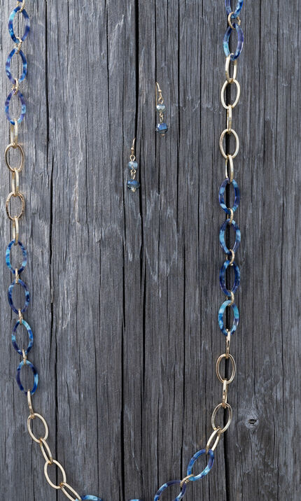 Gold & Resin Hoops Necklace Set , Gold, original