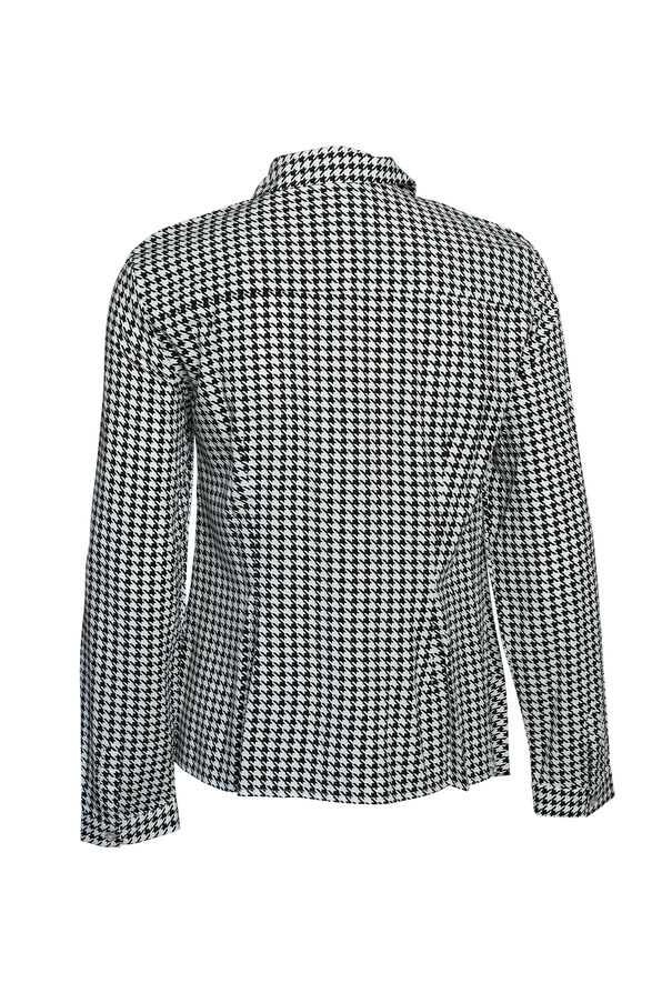 Knotted Houndstooth Button Front, Black, original image number 1