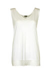 Sleeveless Lace Trimmed Top, Ivory, original image number 0