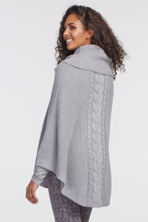 Cable Cape Poncho, Grey, original image number 1