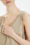 Cream Alena Stretch Lace Trimmed Tank Top, Taupe, original image number 3
