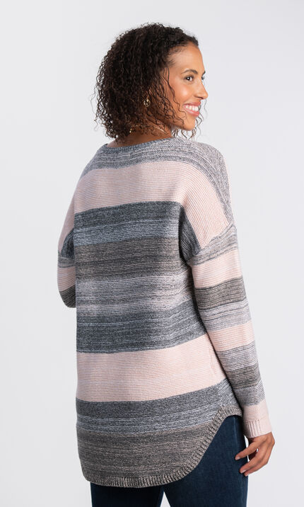 Space Dyed Striped Sweater , Pink, original