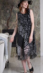 Sleeveless Print Midi Dress, Black, original image number 0