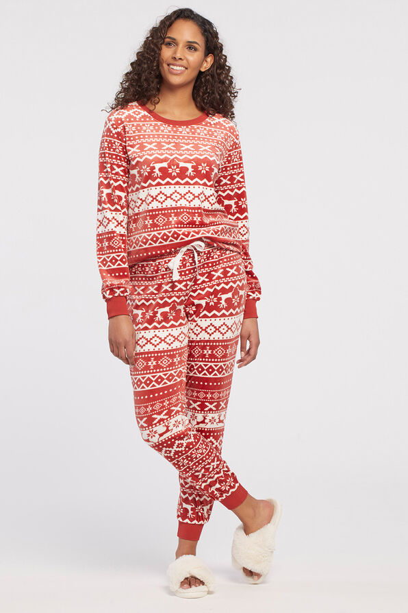Holiday Sherpa Pajama Set, Red, original image number 0