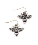 Bee Dangle Earrings, Silver, original image number 0